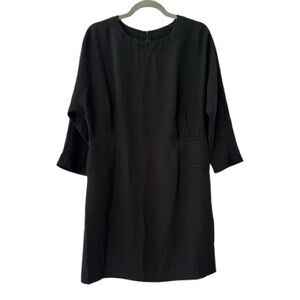 Mango Suit 3/4 Sleeve Shift Dress in Black Size 6